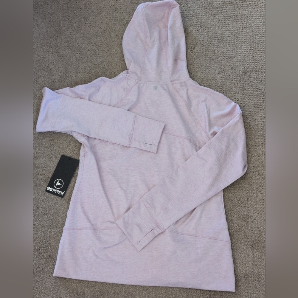 90 Degrees By Reflex Petal Pink Drawstring Hooded Thumbhole Athletic Jacket - Picture 7 of 10